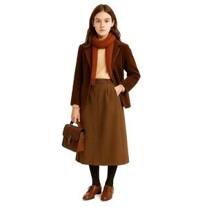 Vintage The Villager 100% Wool Tweed Brown Skirt